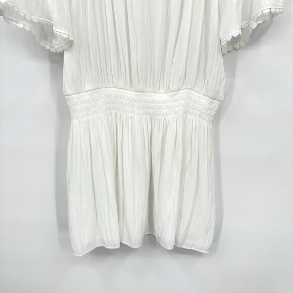 RAMY BROOK nico dress off the shoulder mini bell sleeve hippie boho white M - Picture 6 of 13